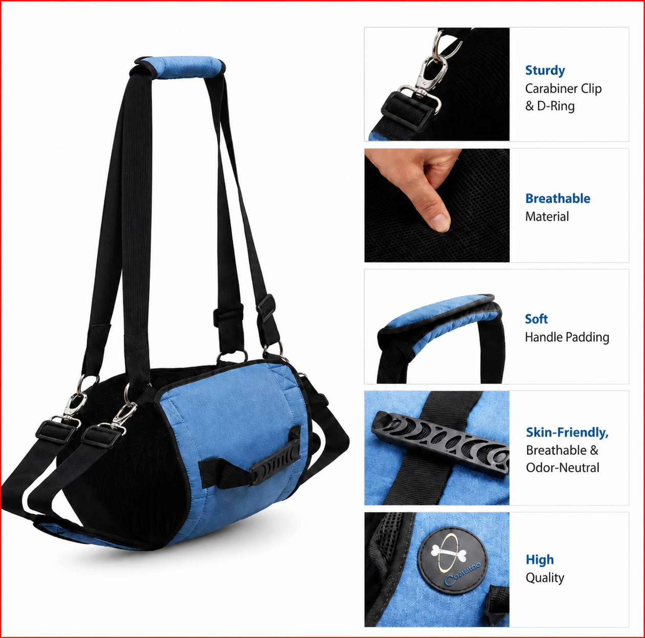 Imbracatura Ergonomica per Cani | Nylon Resistente con Maniglia Antiscivolo | Regolabile per Comfort e Sicurezza durante le Passeggiate