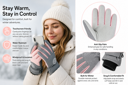 Uniseks-skihandschoenen van PU-leer met touchscreenfunctie, waterdicht - comfort en bescherming voor wintersport