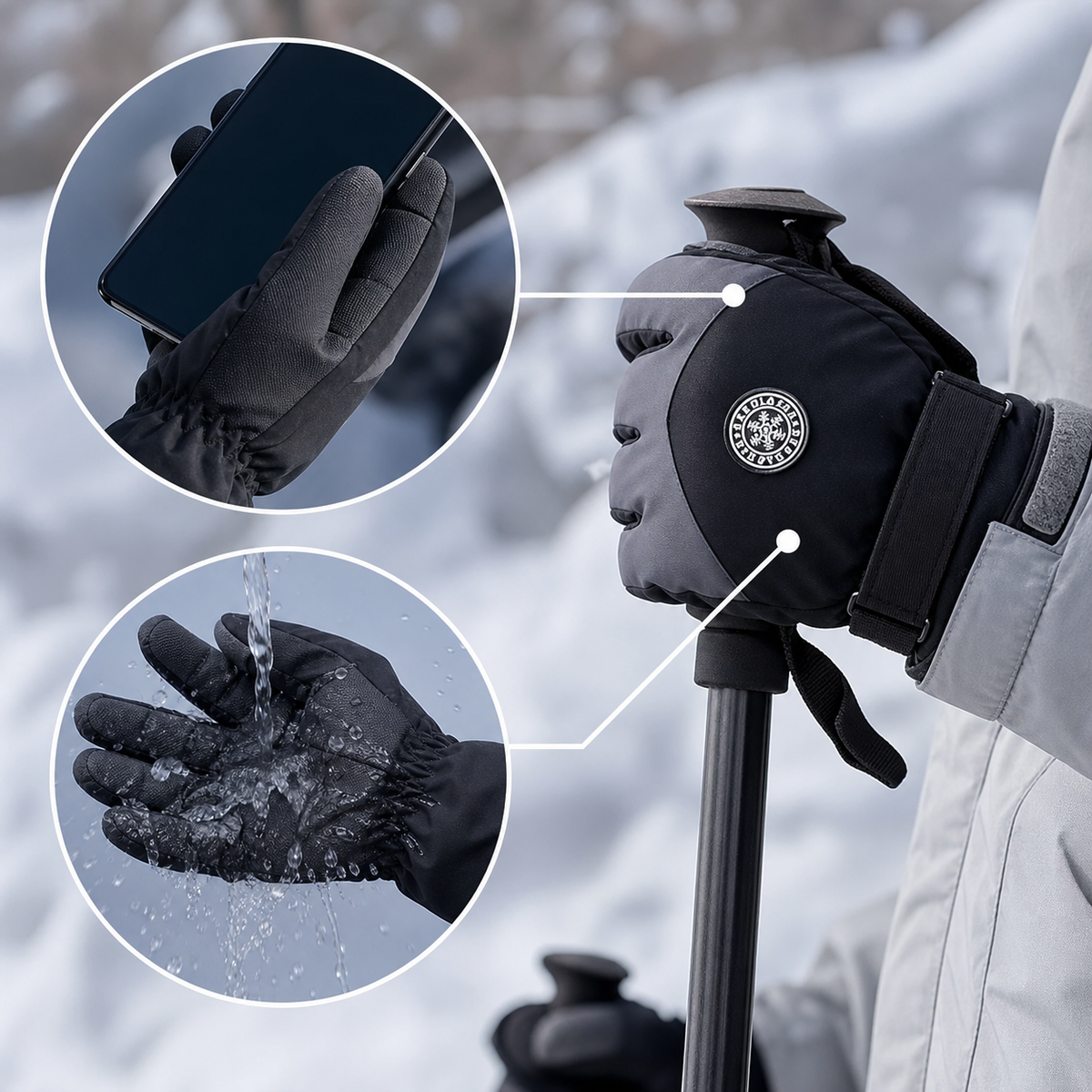 Uniseks-skihandschoenen van PU-leer met touchscreenfunctie, waterdicht - comfort en bescherming voor wintersport