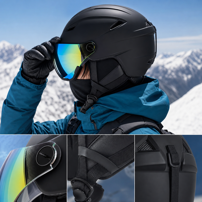Casque de ski pour homme | Casque de ski avec ventilation efficace et visière amovible | Sécurité et confort pour les sports d’hiver