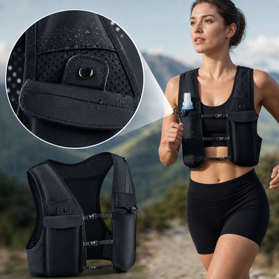 Gilet de course réfléchissant | Gilet de course avec gourde de 500ml | Confort et sécurité maximaux pour coureurs et campeurs