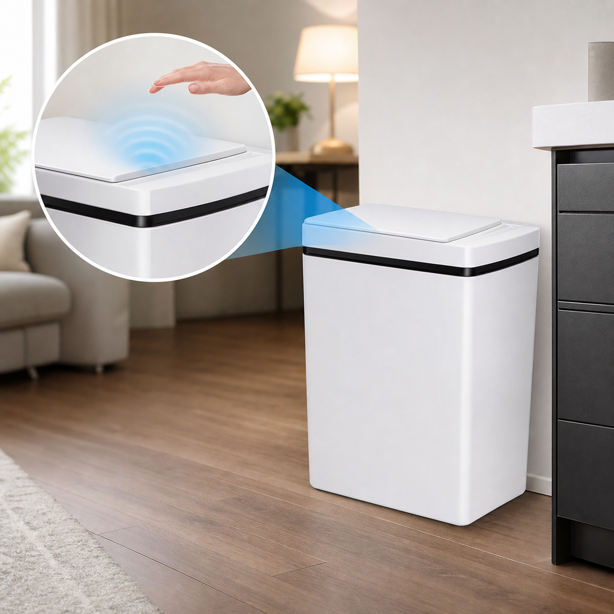 Cestino Automatico | 12 Litri con Sensore di Movimento e Design Compatto | Ideale per Spazi Ristretti