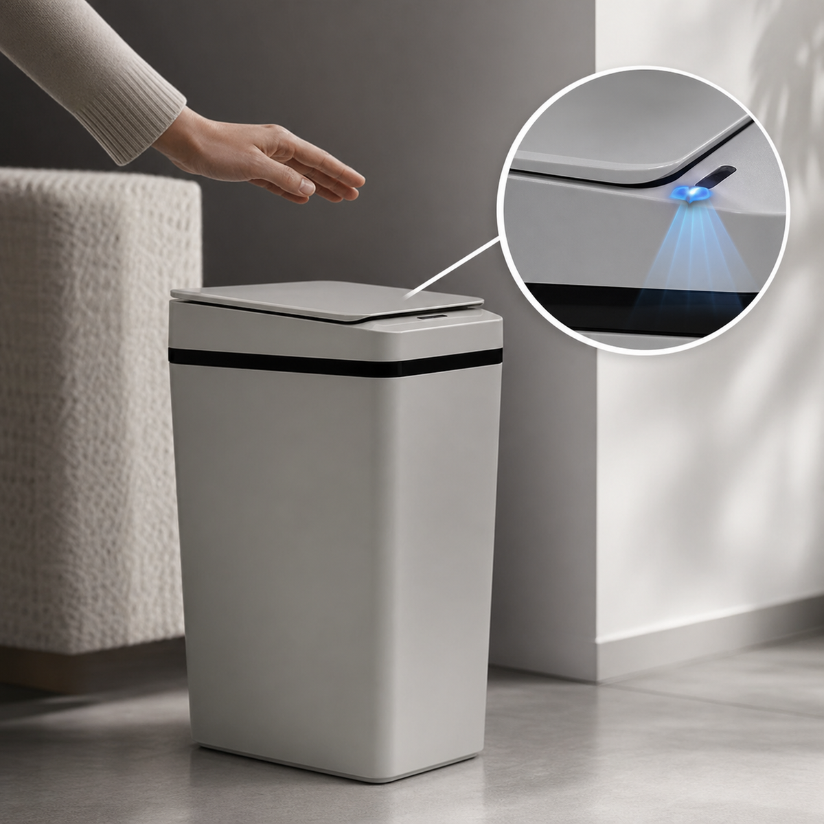 Cestino Automatico | 12 Litri con Sensore di Movimento e Design Compatto | Ideale per Spazi Ristretti
