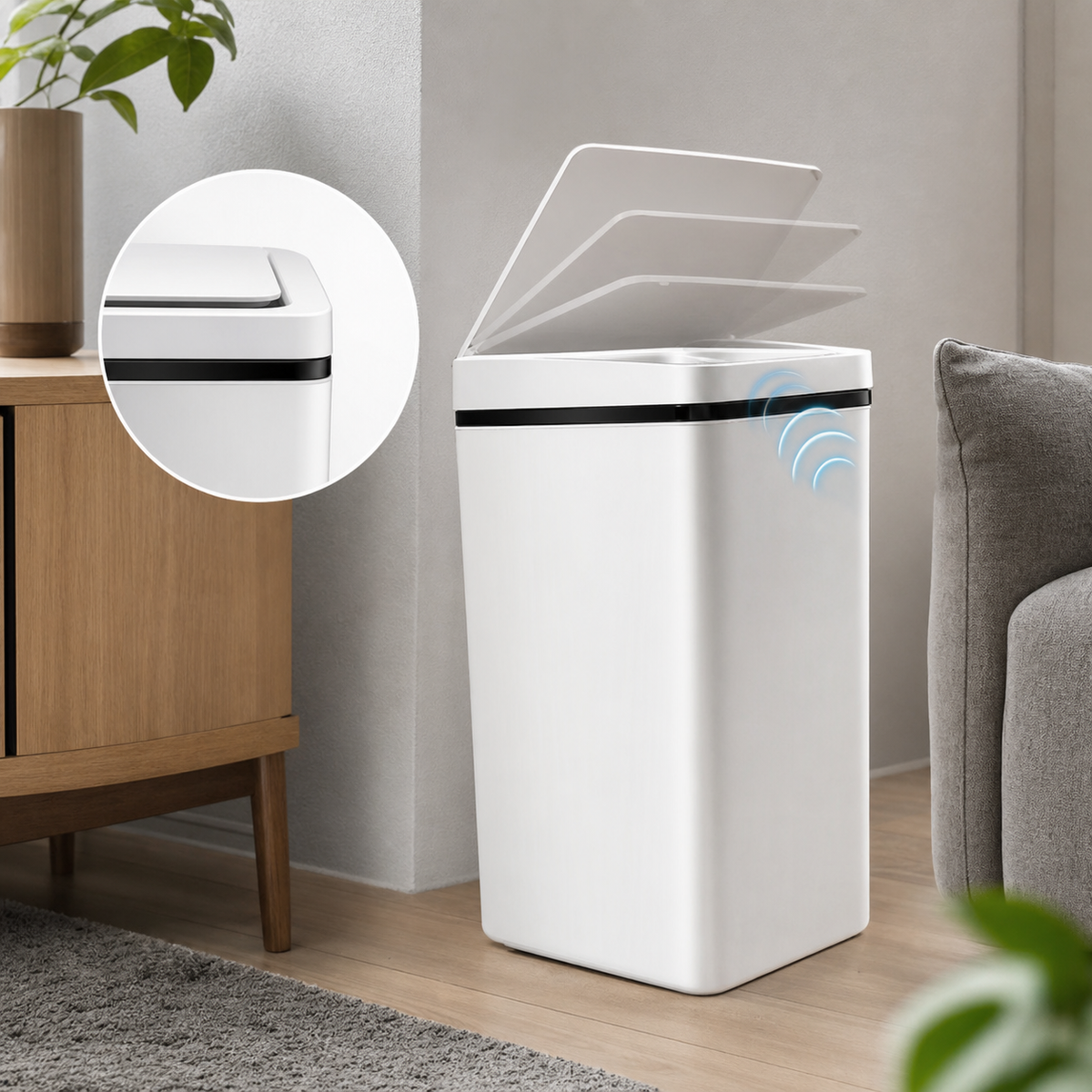 Cestino Automatico | 12 Litri con Sensore di Movimento e Design Compatto | Ideale per Spazi Ristretti