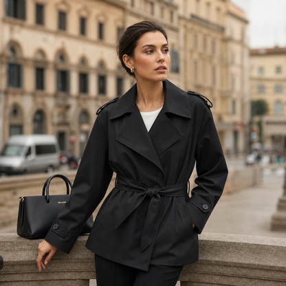 Mia | Elegante Trench Coat Antivento con Lacci