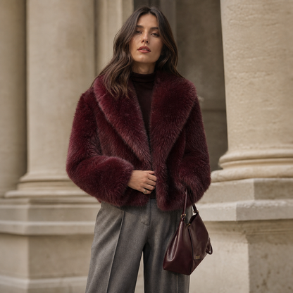 Sophie | Cappotto Vintage Chic con Collo in Pelliccia Sintetica
