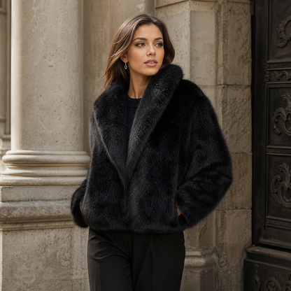 Sophie | Cappotto Vintage Chic con Collo in Pelliccia Sintetica