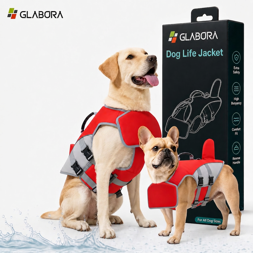 Glabora Adventure & Safety Kit 4-in-1 | Life Jacket, Cooling Vest, LED Collar, and Trekking Backpack for Dogs