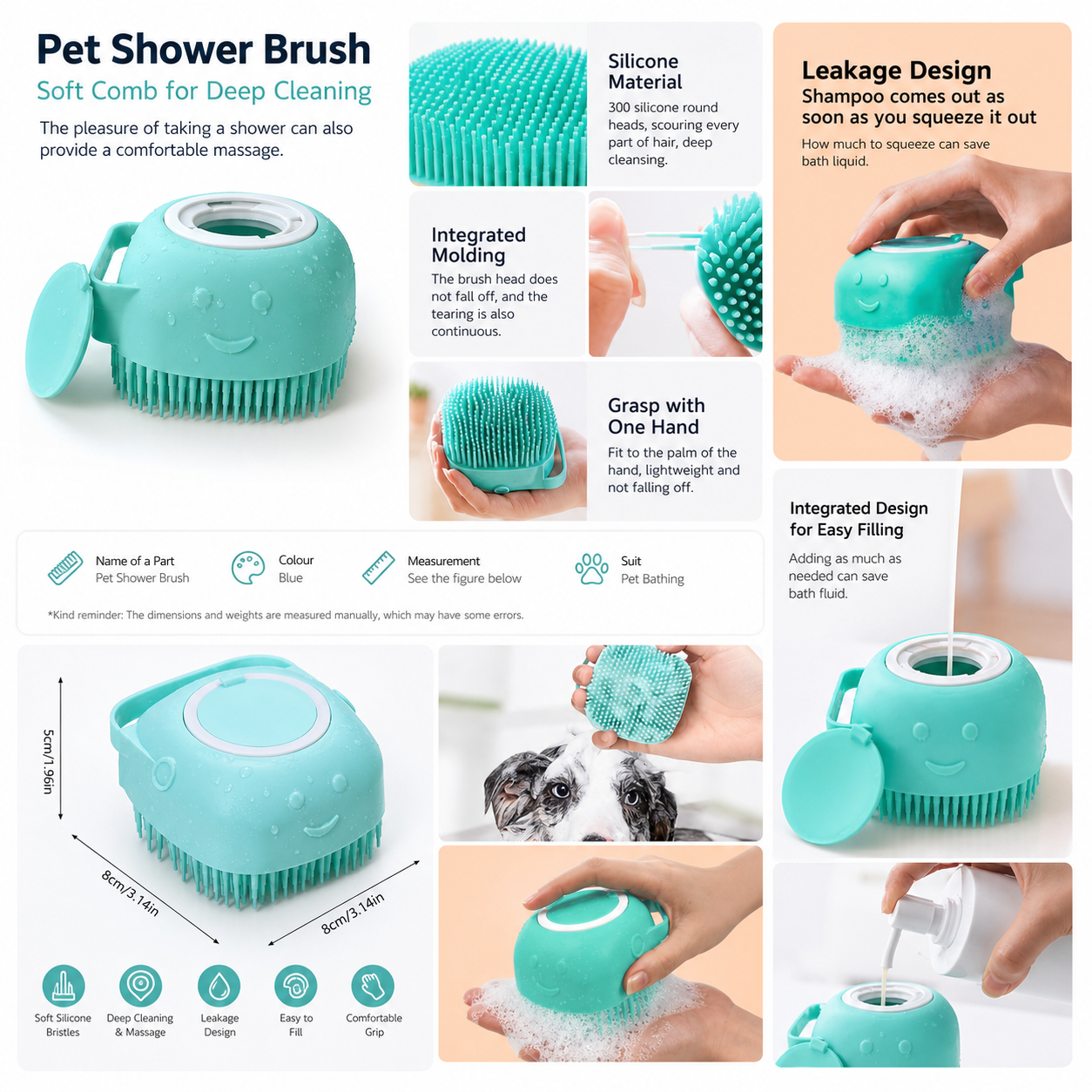 Glabora Kit Toelettatura Cani Professionale 4-in-1 | Tagliaunghie Elettrico, Spazzola Slanatore, Spazzola Bagno in Silicone e Asciugamano Microfibra
