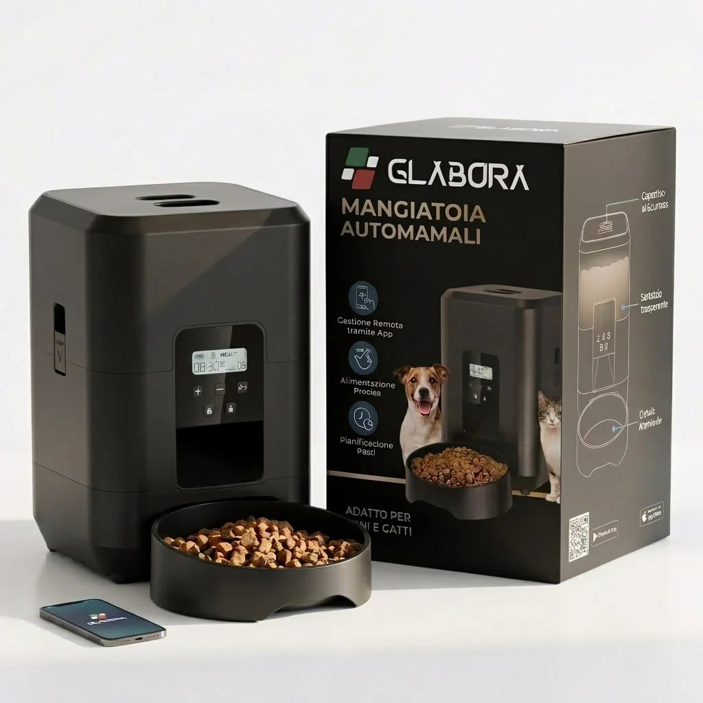 Glabora Smart Pet Care Kit 4-in-1 | AI CAMERA, INTERACTIVE LASER, GPS, AND AUTOMATIC FEEDER