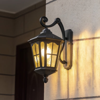 Vintage Outdoor Solar Wall Light in Black Aluminum