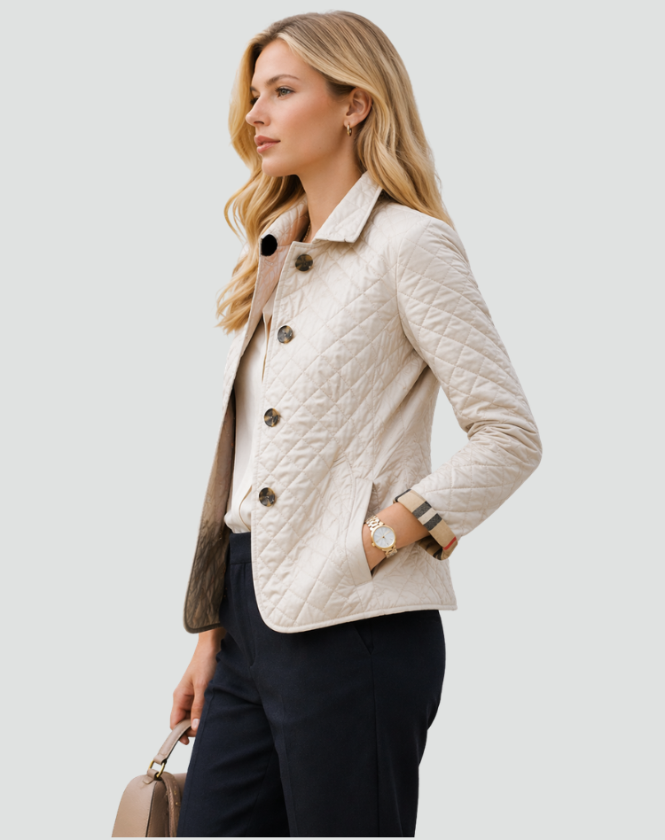 Flavia | Quilted Women's Jacket with Collar and Front Buttons - Structured Mid-Season Style
