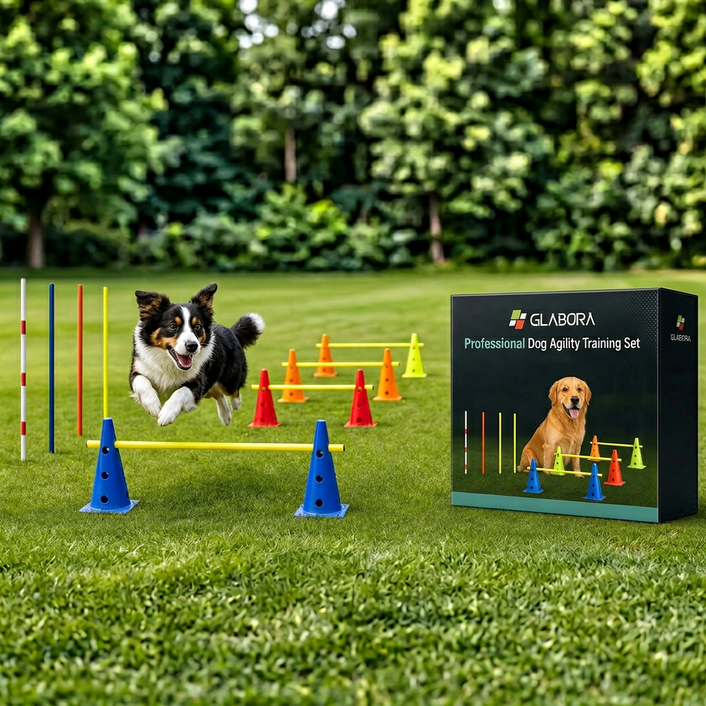 Glabora Kit Perdita Peso & Fitness per Cani 4-in-1 | Slow Feeder Puzzle, GPS Tracker, Set Agilità e Bilancia Digitale