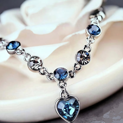 Women's Silver Bracelet with Blue Crystal