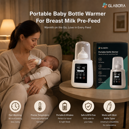 Multifunctionele Draagbare Flessenwarmer 6-in-1 met Nauwkeurige Temperatuurregeling voor Veilige Voeding