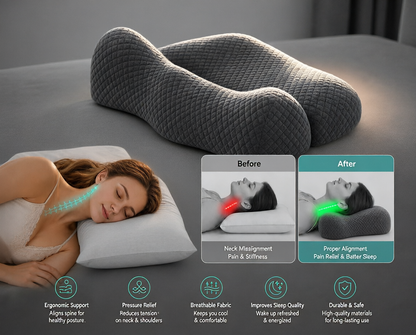 Cuscino Cervicale Ergonomico | Cuscino Memory Foam con Design Sagomato | Supporto Ideale per Dormire di Fianco