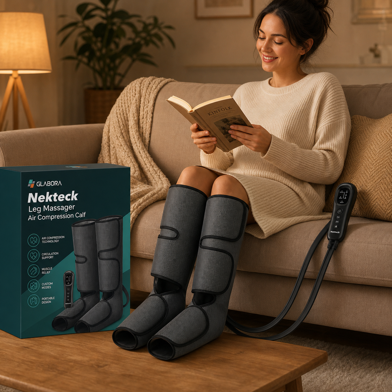Rilassamento Totale | Massaggiatore per Gambe con Compressione d'Aria e Intensità Regolabile | Drenaggio Linfatico per Comfort e Circolazione