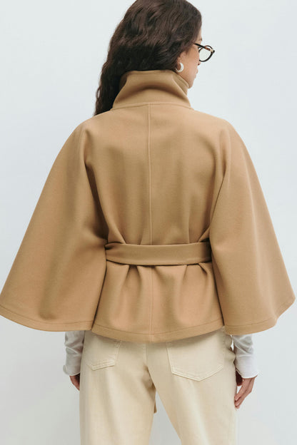 Beatrice | Cappotto Mantella Donna Collo Alto con Cintura - Linea Scenica