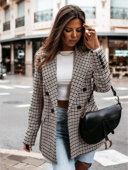 Blazer Donna a Quadri Stile Classico