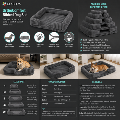 GLABORA SENIOR DOG MOBILITY KIT 4-IN-1 | LIFT HARNESS, FOLDABLE RAMP, ORTHOPEDIC BED, AND NON-SLIP SOCKS