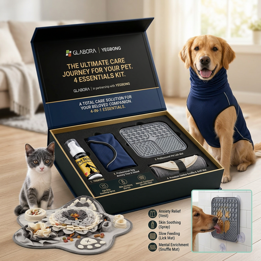Glabora Anti-angst hondenkit 4-in-1, drukvest, snuffelmat, likmat & kalmerende spray, stressverlichting voor honden