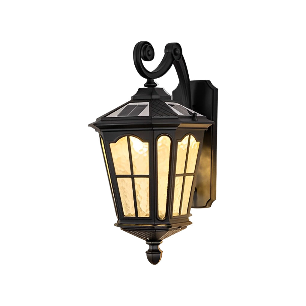 Vintage Outdoor Solar Wall Light in Black Aluminum