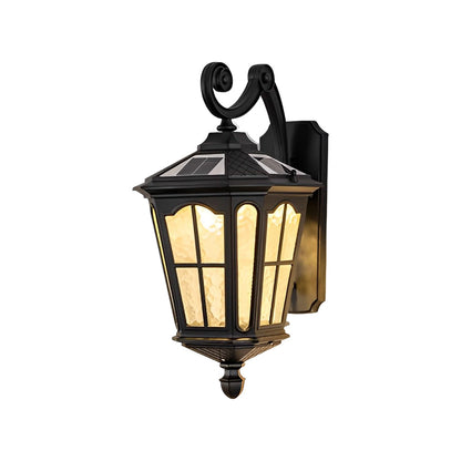 Vintage Outdoor Solar Wall Light in Black Aluminum