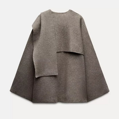 Fiorenza | Women's Oversized Cape Coat with Textured Finish - Autumn Elegance