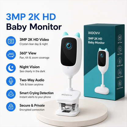 Monitor WiFi 4MP | Telecamera di Sicurezza con Visione Notturna e Rotazione 360° | Sorveglianza Completa per il Tuo Bambino