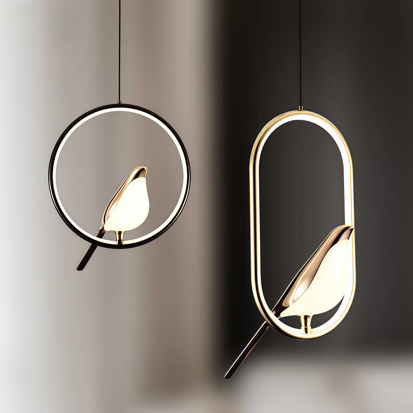 Decorative Suspension Lamp in Metal and Glass