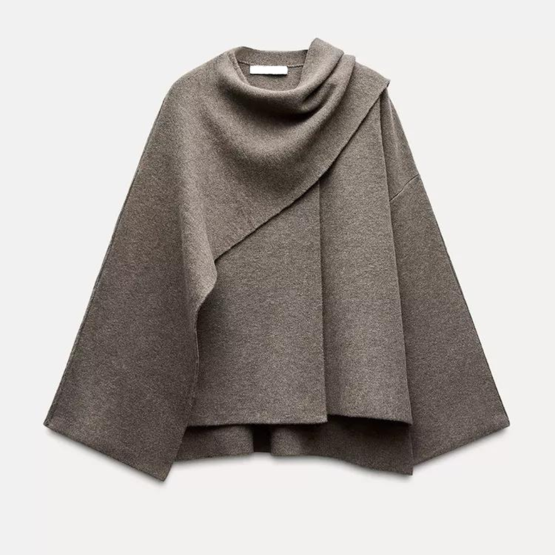 Fiorenza | Women's Oversized Cape Coat with Textured Finish - Autumn Elegance