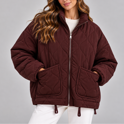 Rebecca | Oversized Quilted Women's Jacket with High Collar and Zipper - Everyday Warmth