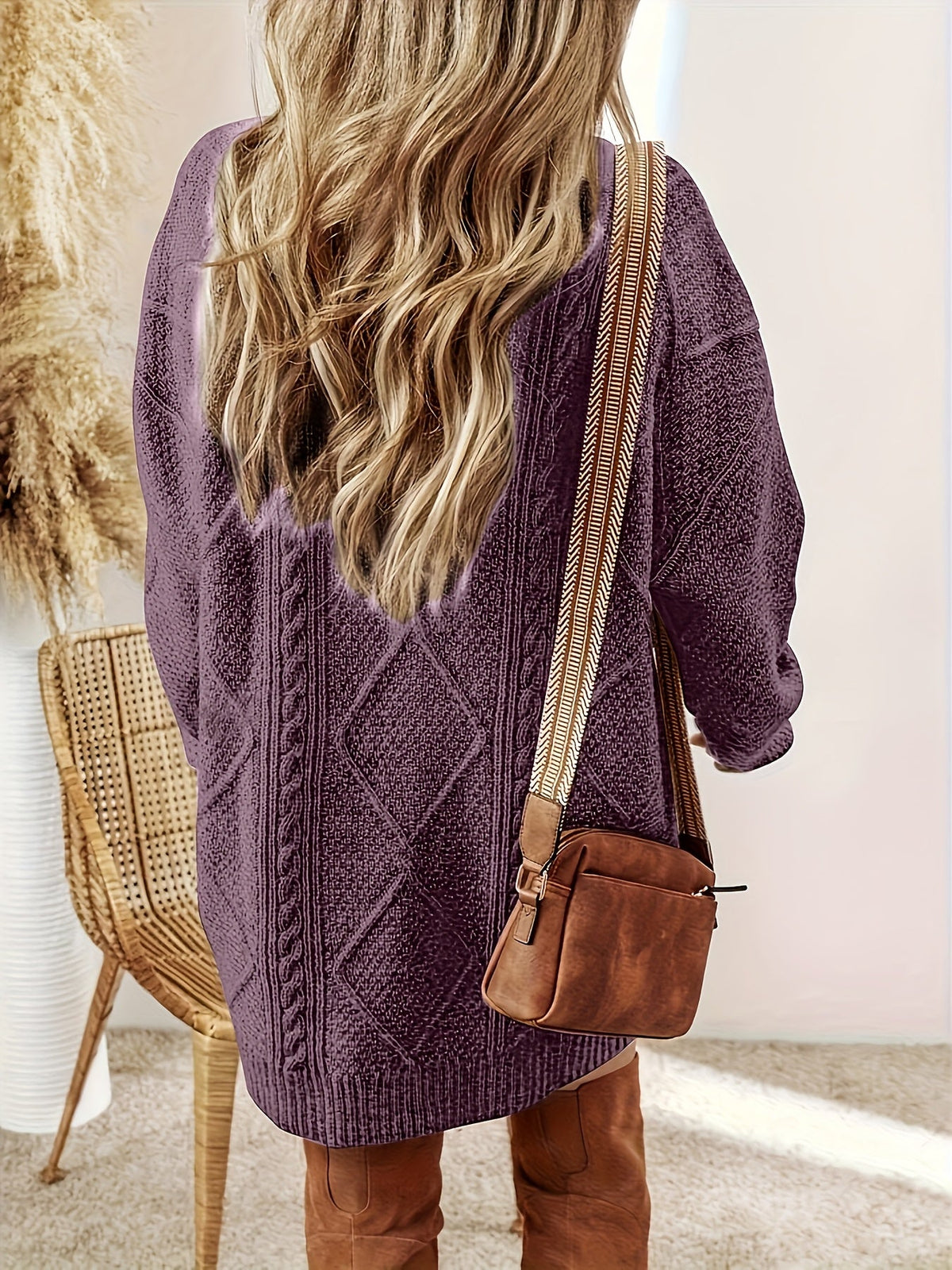 Annalisa | Women's Cable-Knit Sweater Dress with Crew Neck - Timeless Warmth and Style
