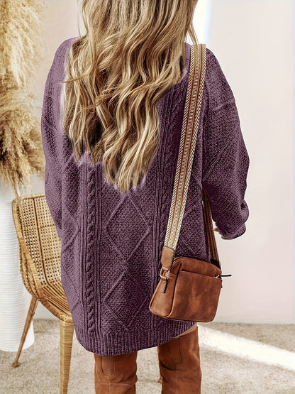 Annalisa | Women's Cable-Knit Sweater Dress with Crew Neck - Timeless Warmth and Style