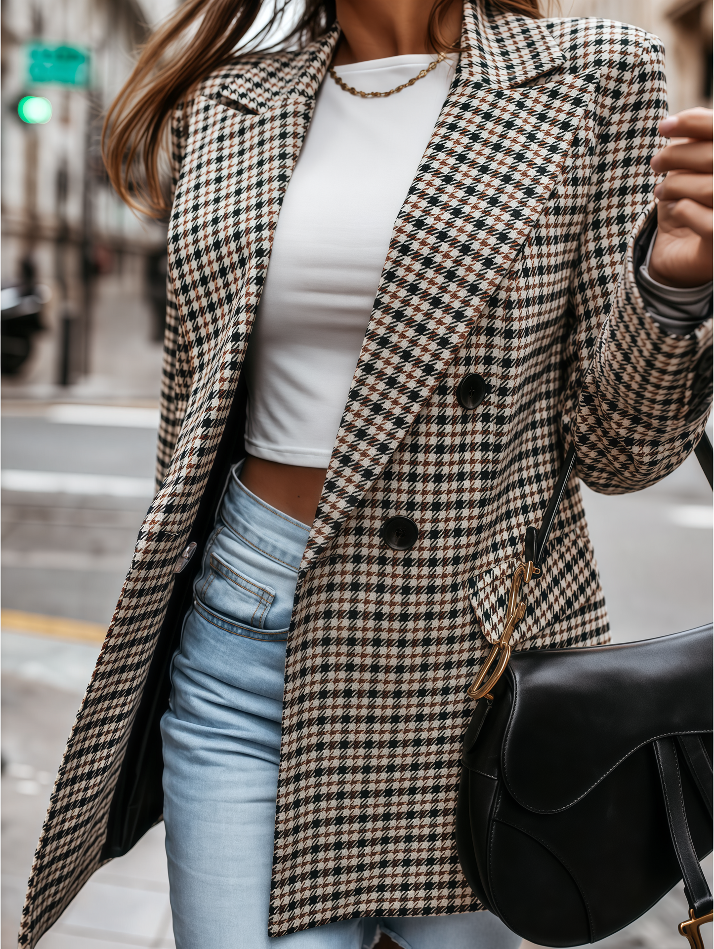 Blazer Donna a Quadri Stile Classico