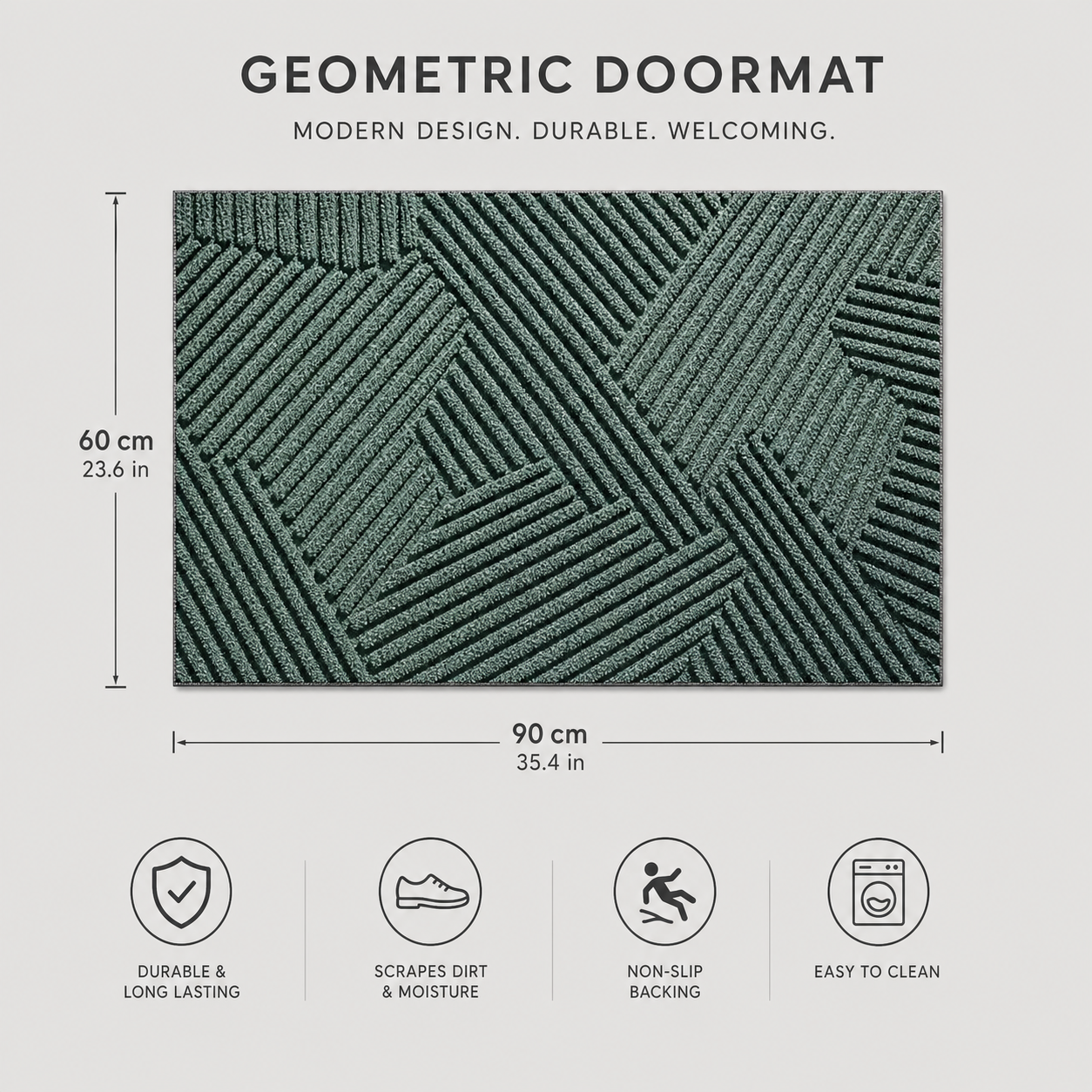 Non-slip Outdoor Doormat with Modern Design | Entrance Rug for Always Clean Spaces
