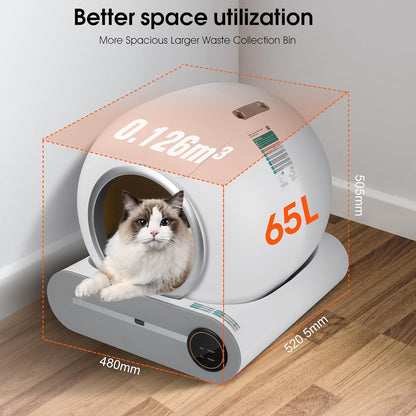 Lettiera Gatto Autopulente | Robot da 65 Litri con Filtro Antiodore | Manutenzione Facile per un Ambiente Igienico