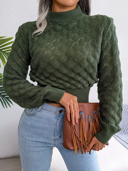 Maddalena | Women's Textured Diamond-Pattern Cropped Sweater - Timeless Softness