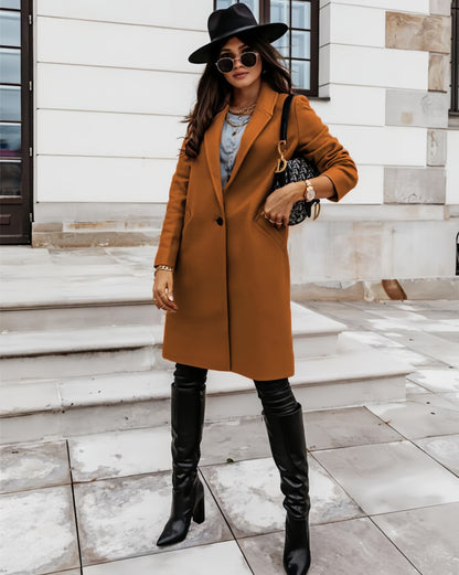 Long Women's Double-Breasted Wool Coat