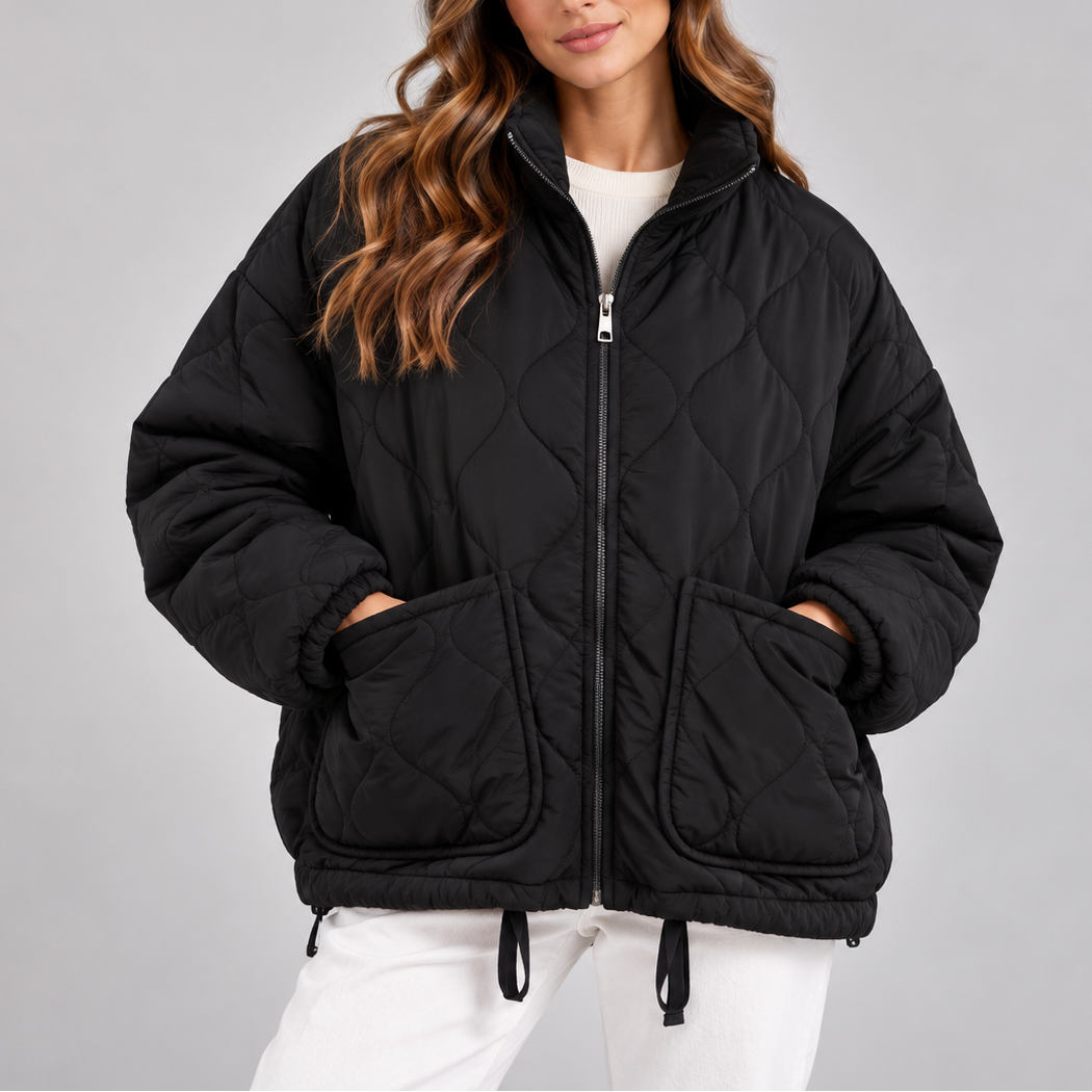 Rebecca | Oversized Quilted Women's Jacket with High Collar and Zipper - Everyday Warmth