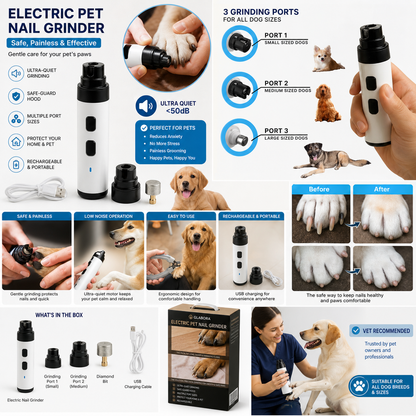 Glabora Kit Toelettatura Cani Professionale 4-in-1 | Tagliaunghie Elettrico, Spazzola Slanatore, Spazzola Bagno in Silicone e Asciugamano Microfibra