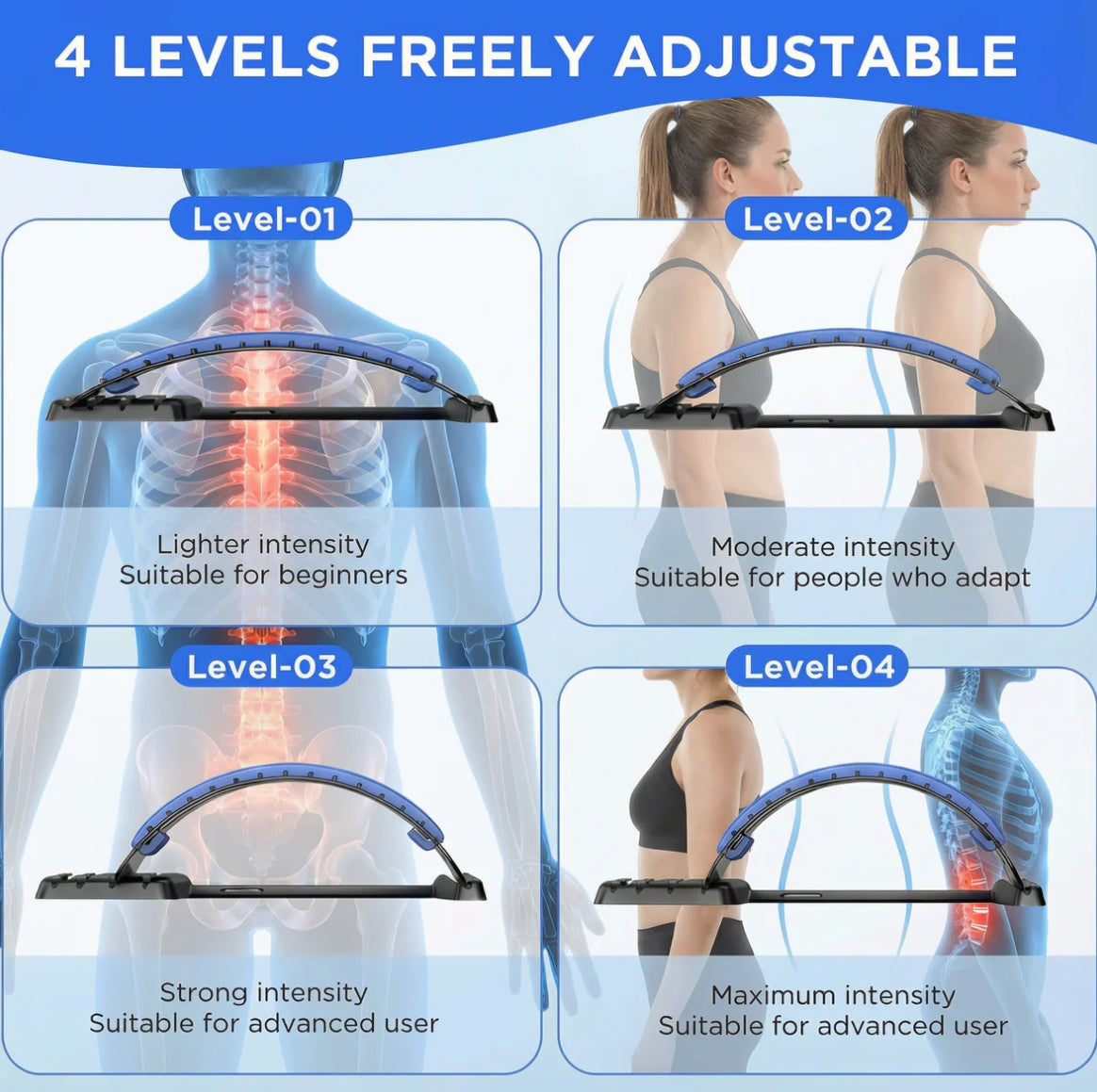 SpineFlex Pro | Barella Regolabile per Schiena con Supporto Ergonomico | Sollievo e Mobilità Quotidiana