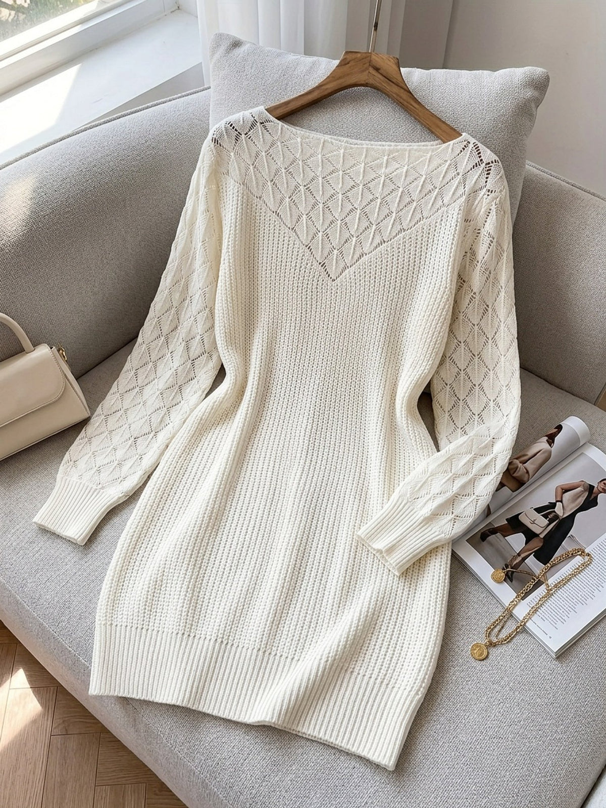 Patrizia | Abito Maglione Donna Traforato Elasticizzato - Eleganza Delicata