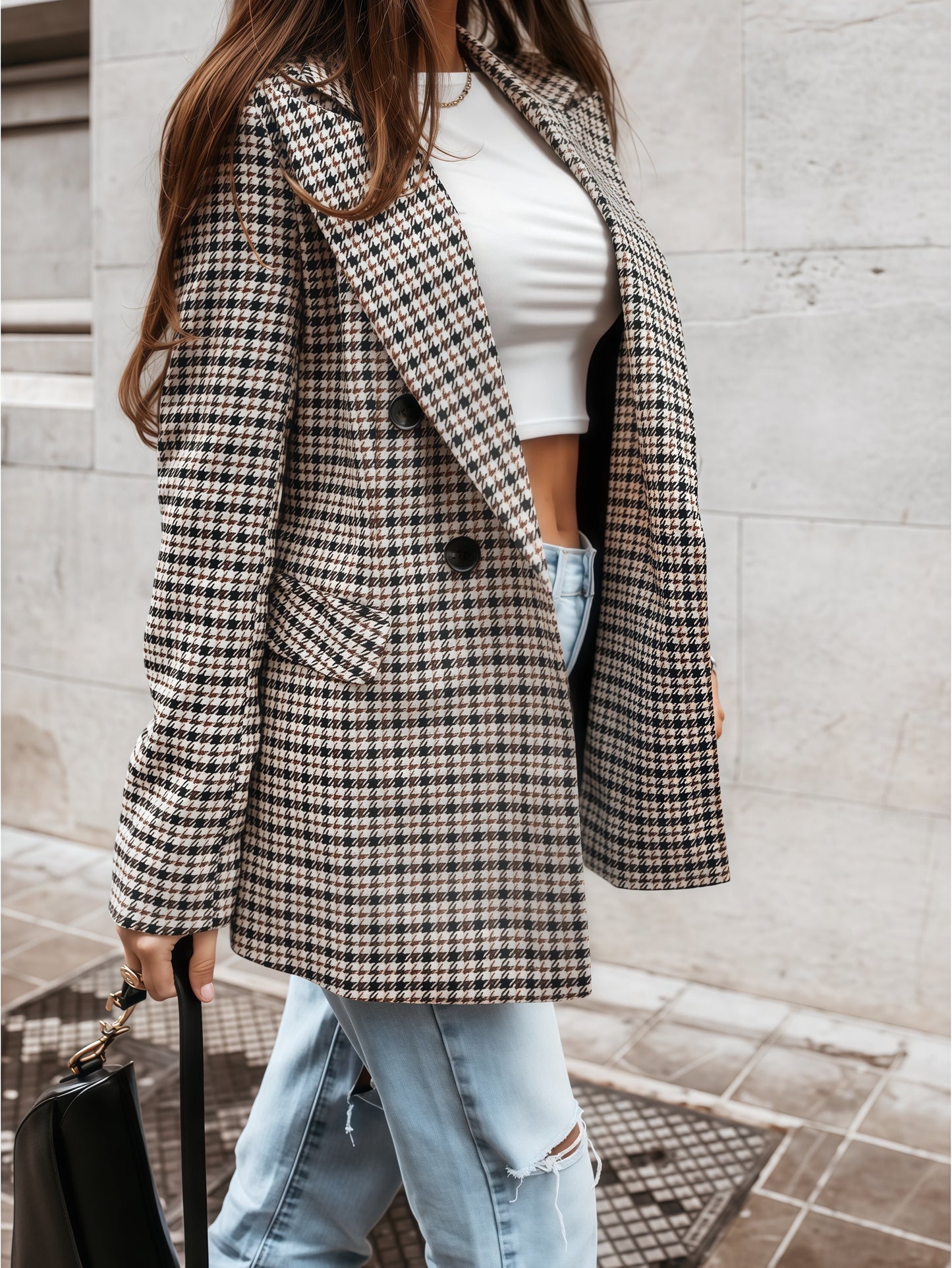 Blazer Donna a Quadri Stile Classico