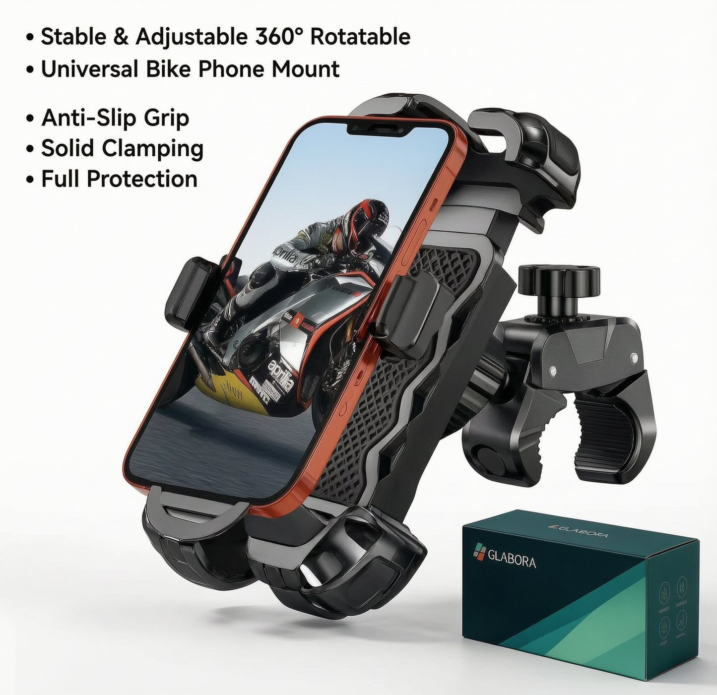Supporto Cellulare Universale | Porta Telefono Moto Regolabile a 360° | Stabilità e Versatilità per Sicurezza in Viaggio