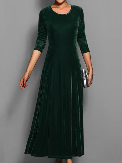 Susanna | Women's Long-Sleeved Velvet Maxi Dress with Flared Skirt - Formal Events