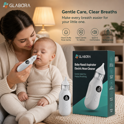 Elektrische neussnuiver voor baby's met 9 snelheden en stil ontwerp | Efficiënte reiniging voor verlichting van verstopping