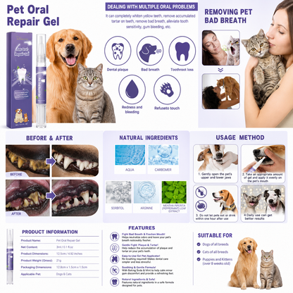 Glabora Kit Cura Dentale per Cani e Gatti 4-in-1 | Dentifricio Enzimatico, Spazzolino Dito, Penna Sbiancante e Additivo Acqua