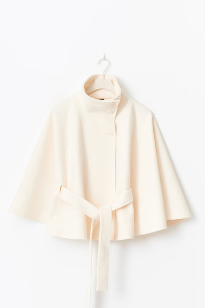 Beatrice | Cappotto Mantella Donna Collo Alto con Cintura - Linea Scenica