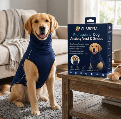 Glabora 4-in-1 Anti-Anxiety Dog Kit, Pressure Vest, Snuffle Mat, Lick Mat & Calming Spray, Stress Relief for Dogs